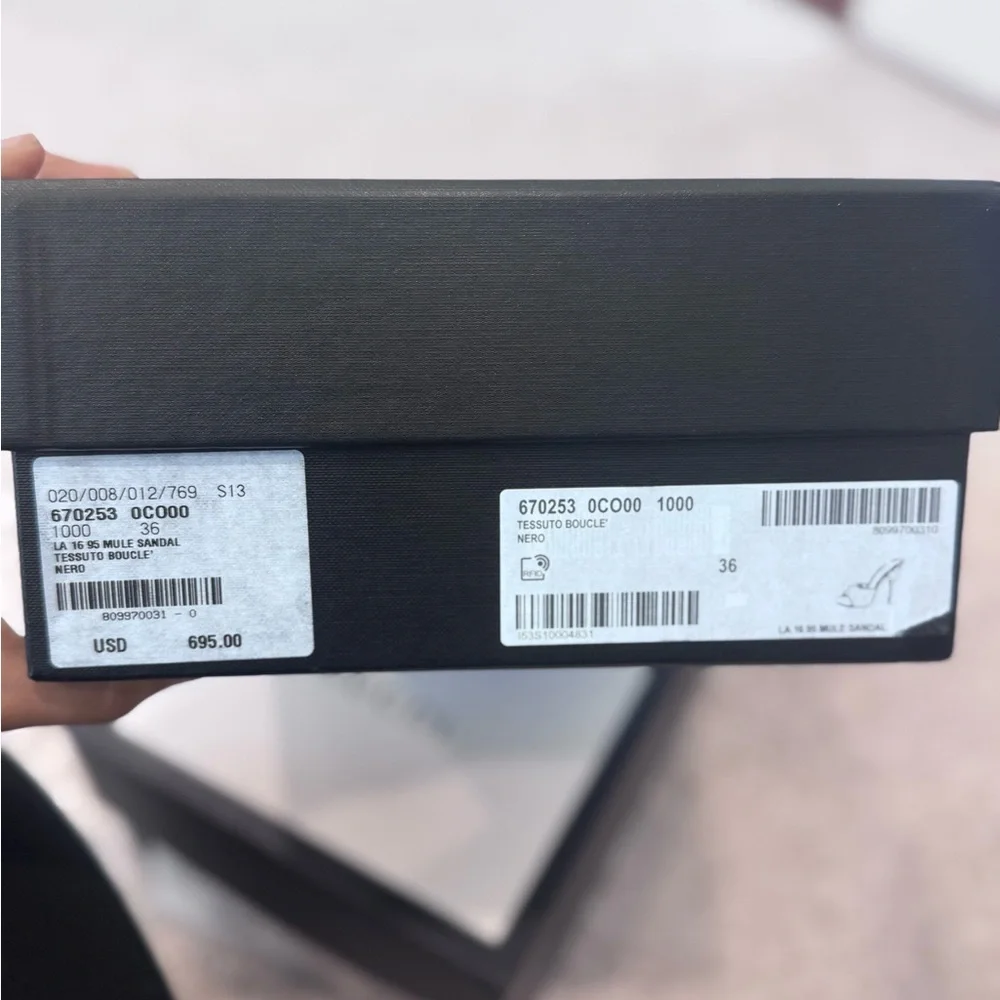 Saint Laurent Black Textured Heels - Picture 6 of 6